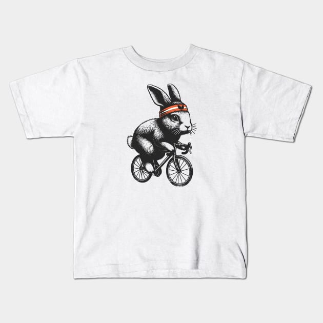 Cycling Bunny Kids T-Shirt by susanne.haewss@googlemail.com